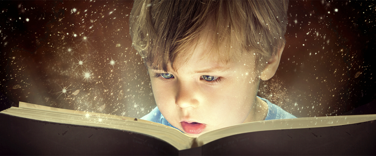 Image of a child reading a book.