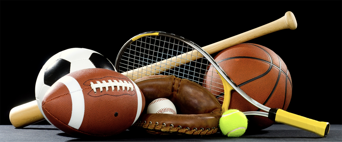 Images of various athletic equipment on the floor.