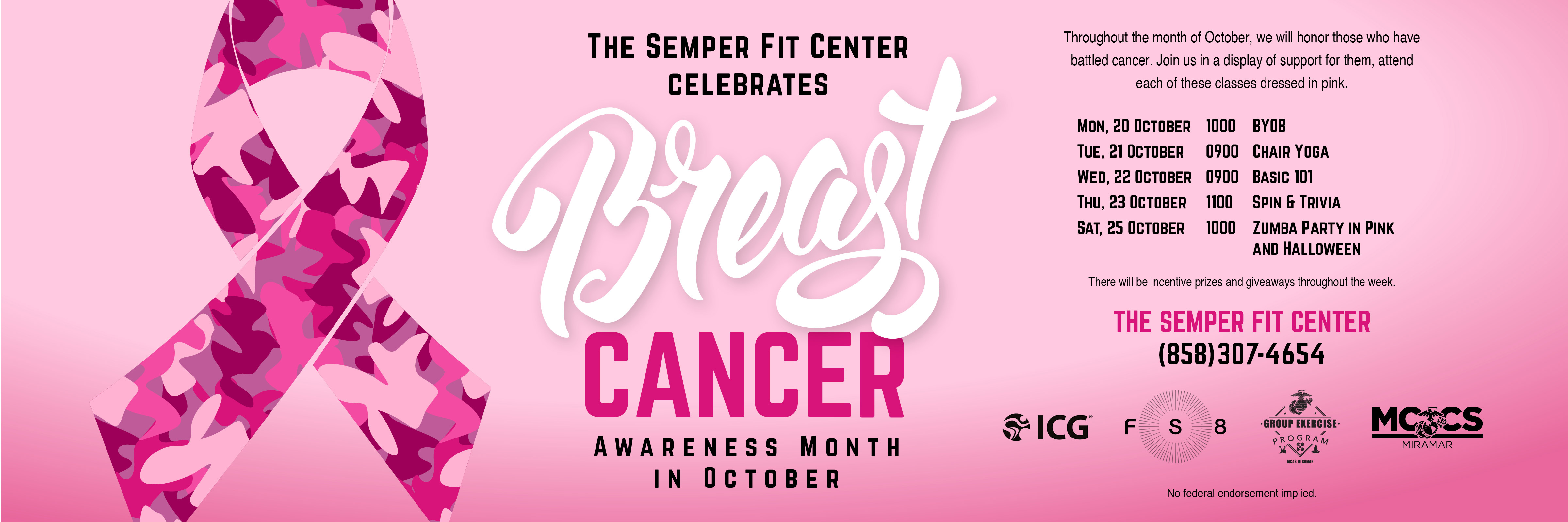 The Semper Fit Center celebrates Breast Cancer Awareness Month in October.